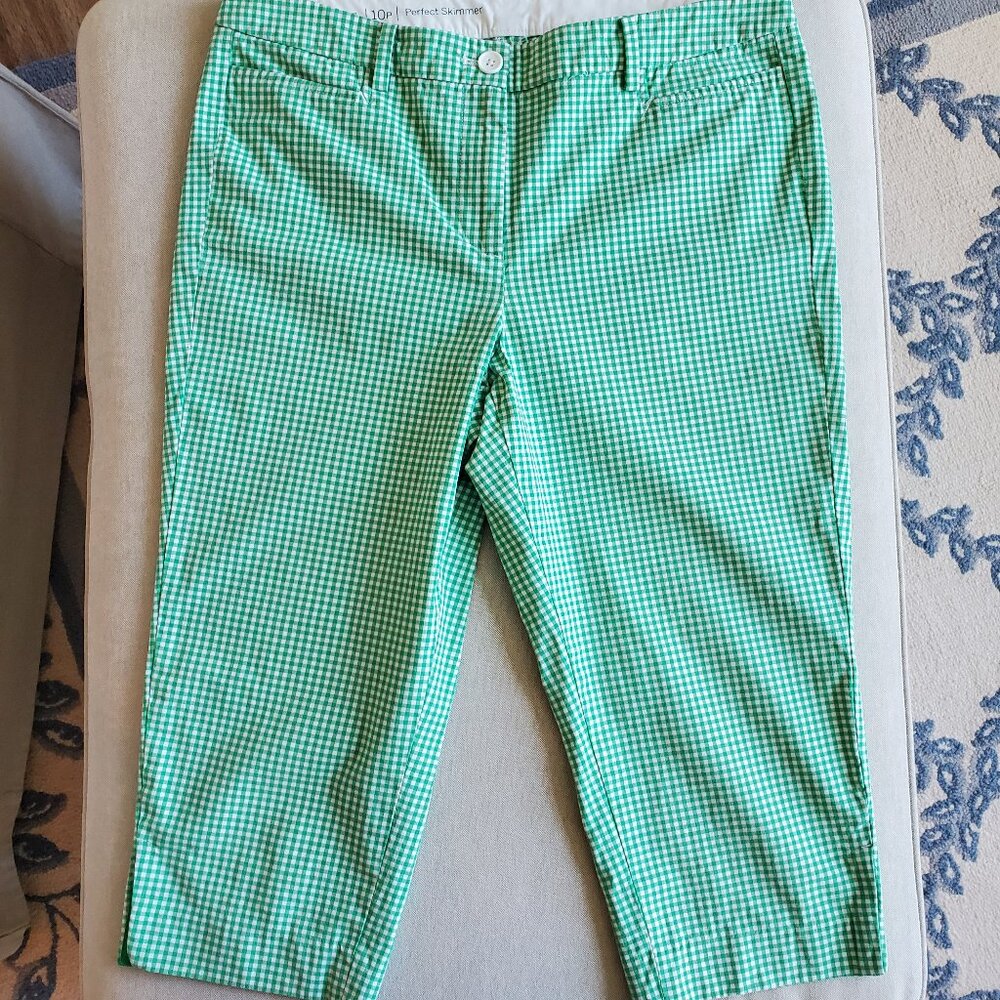 Talbots 10P Perfect Skimmer, cute green gingham print
